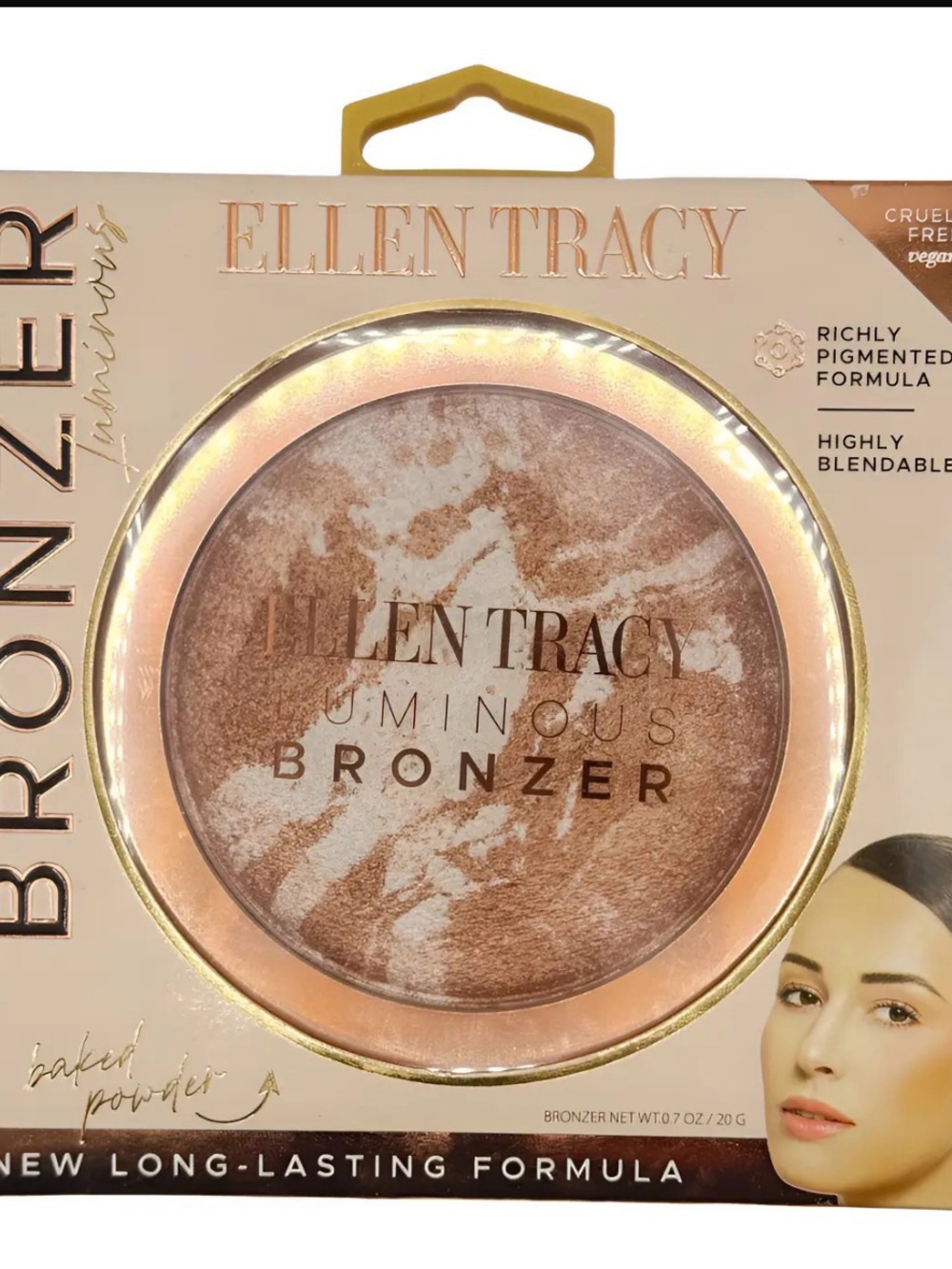 Ellen Tracy Marble Luminous Bronzer - Warm Brown & Cream Swirl 0.7 Oz